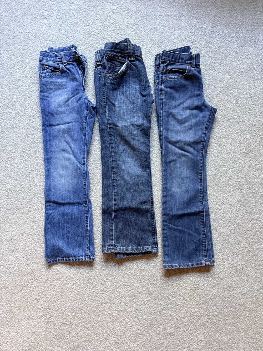 Blue Denim Jeans Trio - SLIM Size 8 Boot Cut Fit Children’s Place & Wrangler